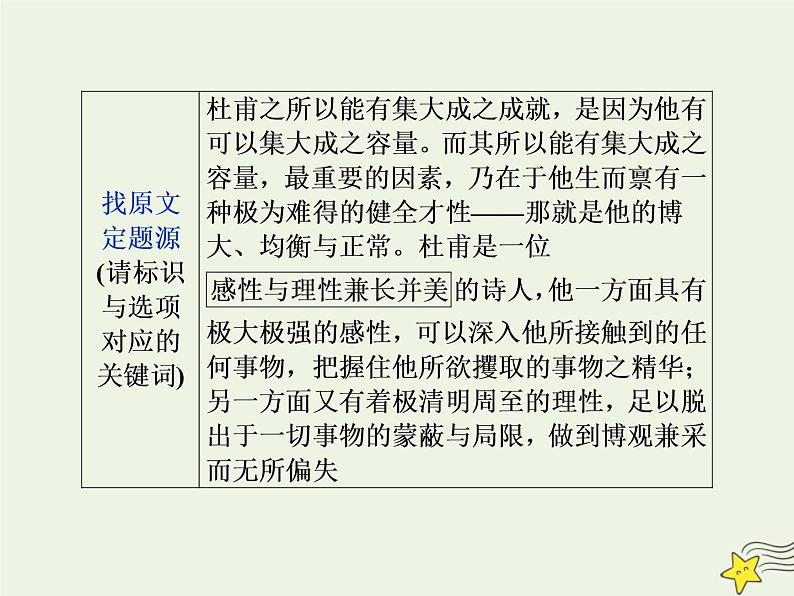 新高考语文2020高考语文大一轮复习第一部分专题一论述类文本阅读3高考命题点三观点推断题__“三分析”有方向推断思维好培养课件 23705