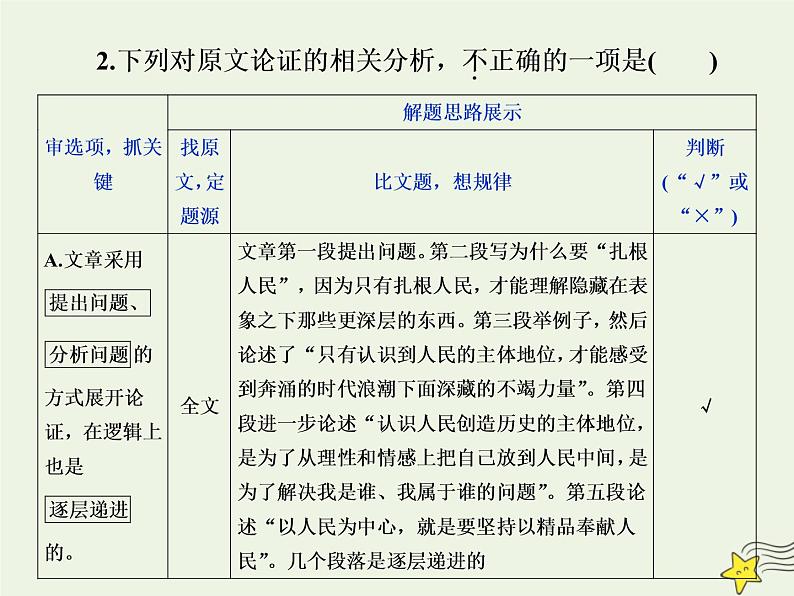 新高考语文2020高考语文大一轮复习第一部分专题一论述类文本阅读4溯源追根四“抓关键”“定题源”“作比对”__高考题目怎么解课件 23908