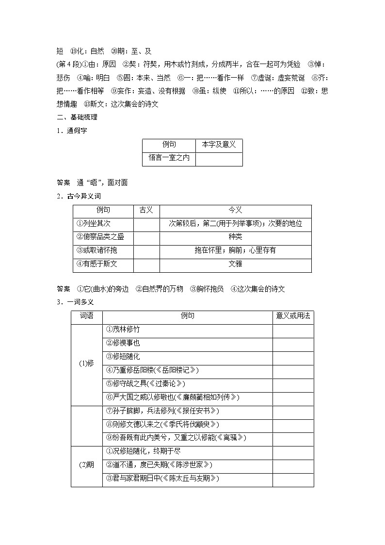 新高考语文第2部分 教材文言文点线面 必修2 课文1 兰亭集序第3页