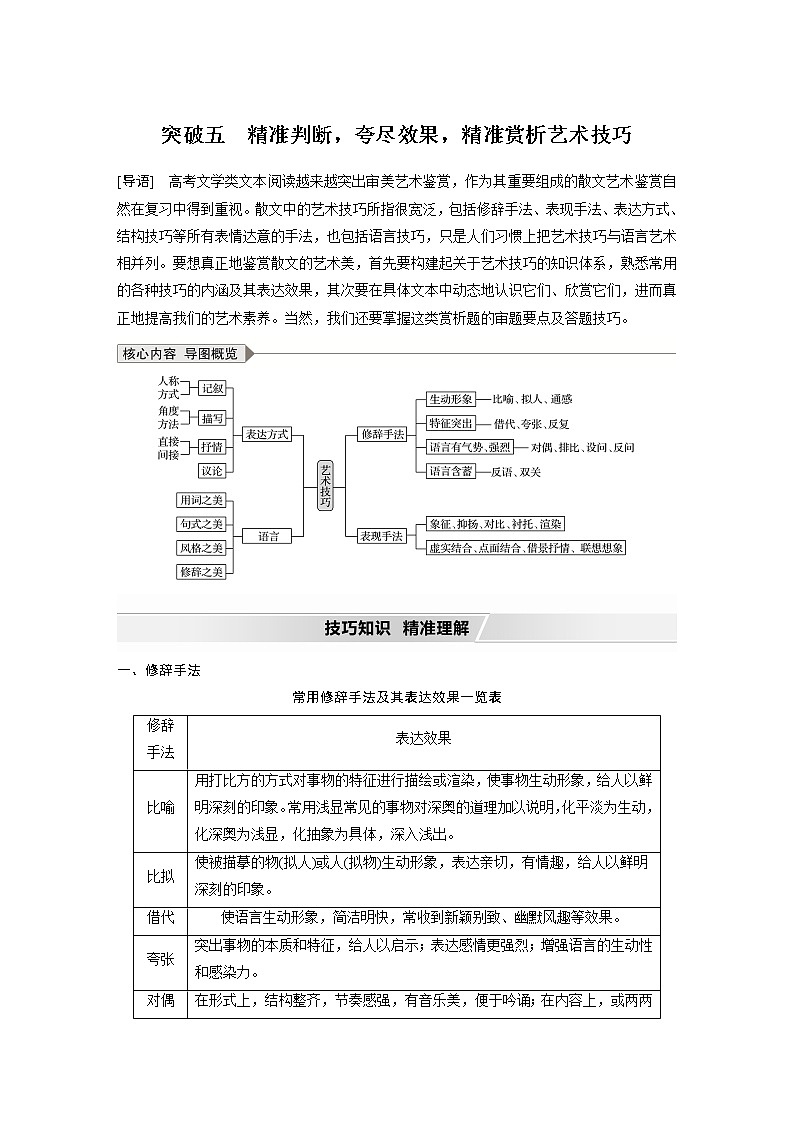 新高考语文第3部分 专题16 Ⅲ 核心突破 突破五 精准判断，夸尽效果，精准赏析艺术技巧01
