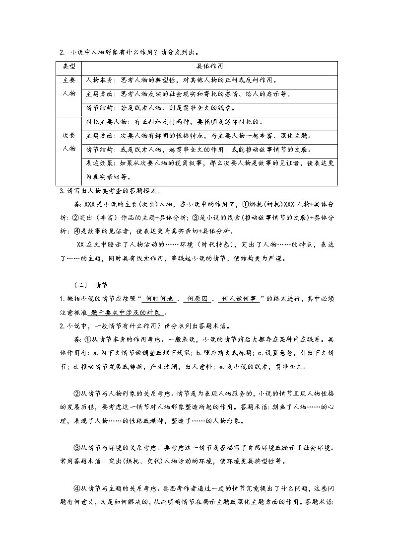 考点29 小说阅读第一课-《考点解透》2023届高考语文一轮复习必备（新高考专用） 试卷02