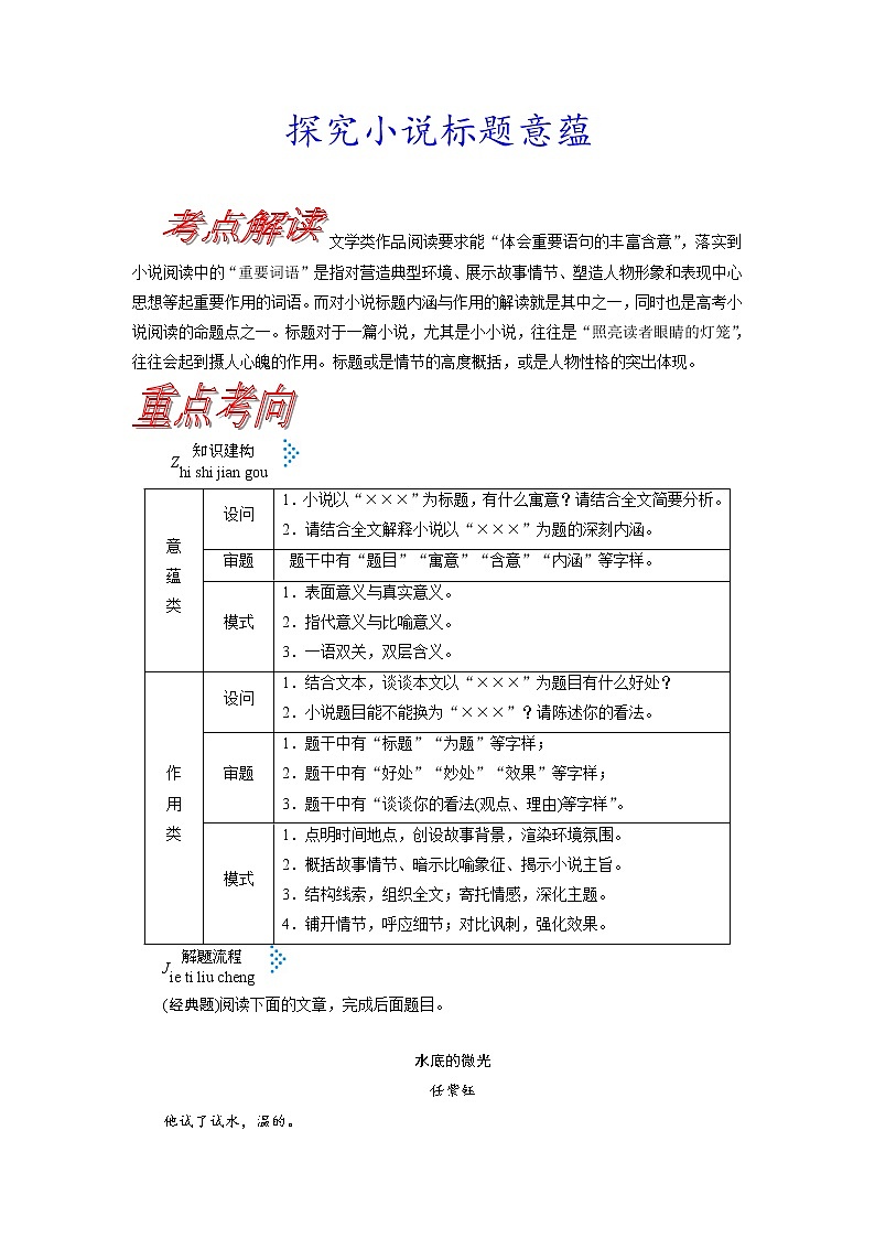 考点35 探究小说标题意蕴-《考点解透》2023届高考语文一轮复习必备（新高考专用）第1页