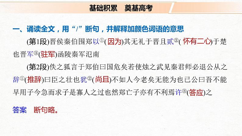 新高考语文第5部分 教学文言文点线面 必修1  课文1 烛之武退秦师课件PPT第6页