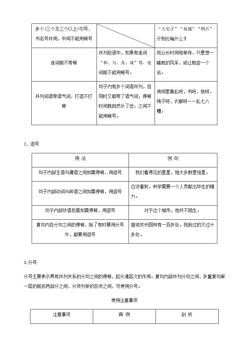 高考语文二轮复习讲义-- 语言文字运用-考点3 正确使用标点符号（学生版+教师版）02