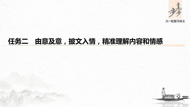 新高考语文第9部分 文学类文本阅读 现当代诗歌 任务二 由意及意，披文入情，精准理解内容和情感课件PPT第1页