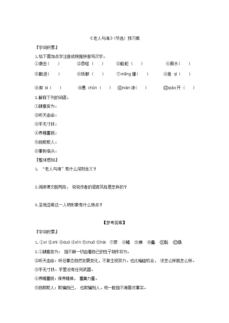 10《老人与海（节选）》课件PPT+导学案+同步练习（含答案）01