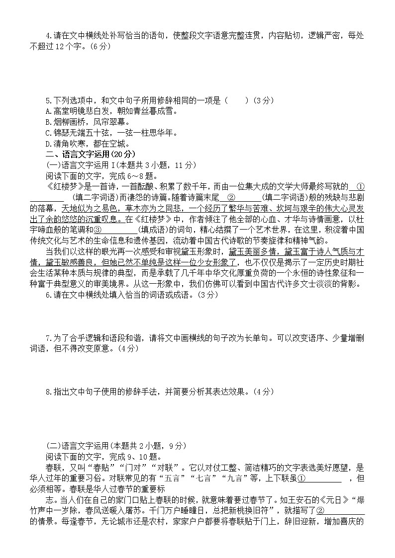 高中语文高考复习语言文字运用专项练习4（附参考答案和解析）02
