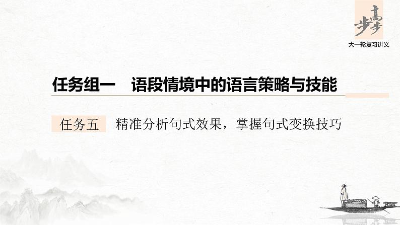 新高考语文第1部分 语言策略与技能 任务组一 任务五 精准分析句式效果，掌握句式变换技巧课件PPT第1页