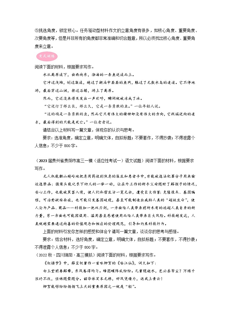 专题07 写作——【备考2023】高考语文大题精练 （新高考专用）（原卷版）第2页