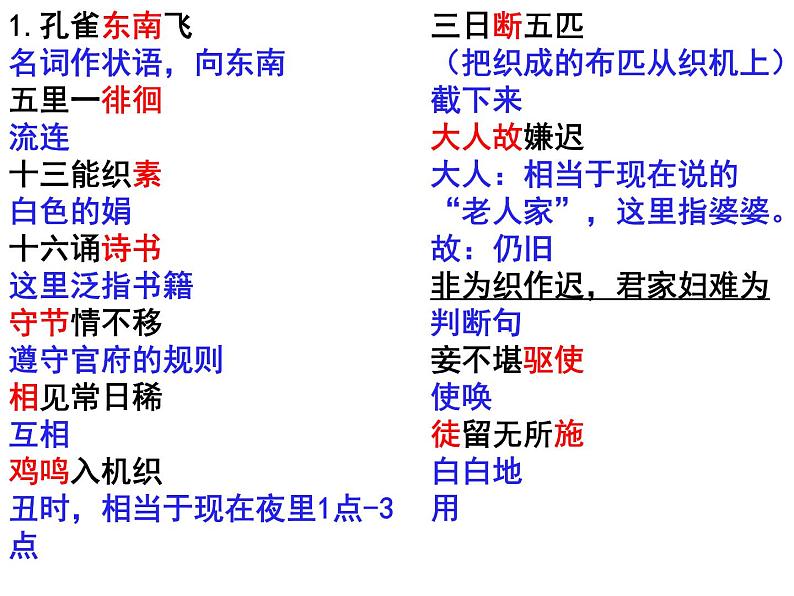 孔雀东南飞  字词1-9段(2)课件PPT第1页