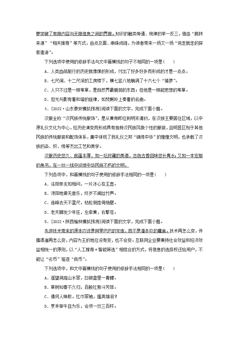 （统考版）2023高考语文二轮专题复习 课时作业（二）修辞的运用与赏析第2页