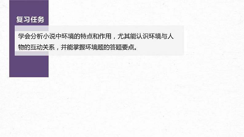 新教材新高考版语文一轮复习课件  第7部分 小说阅读  课时57　精准分析环境作用——精判特点，精析作用05