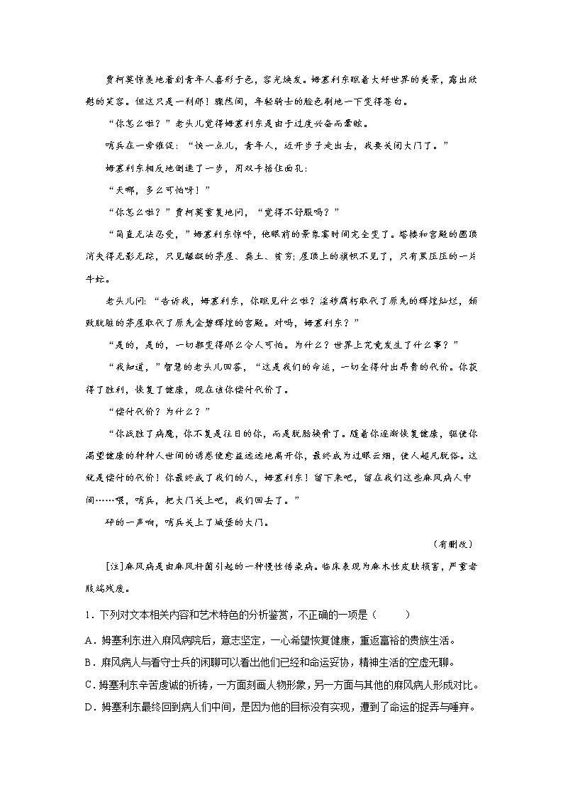 高考语文文学类文本阅读专项训练03