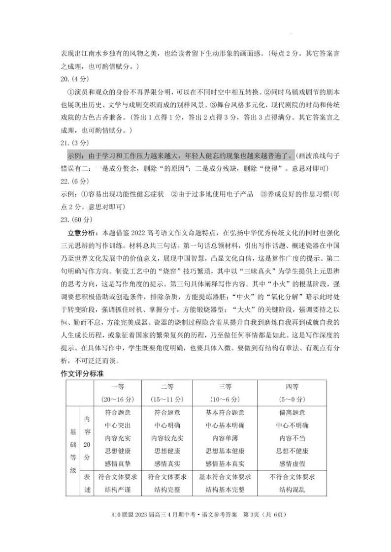 2023届安徽省合肥一中A10联盟高三下学期期中考试（二模）语文 PDF版03