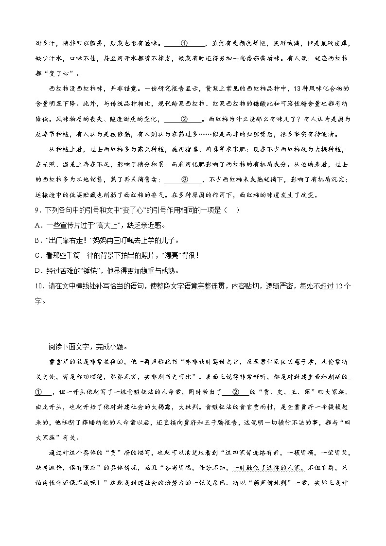 专题06 语言文字运用（知识梳理+过关训练）-2022-2023学年高一语文下学期期中期末考点大串讲（统编版必修下册）03
