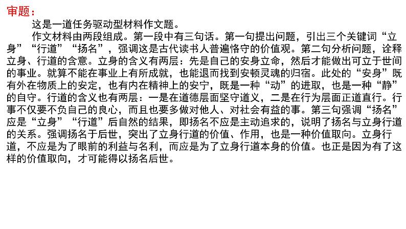 2023届山东省临沂市高三一模作文“立身、行道和扬名”讲评课件第3页