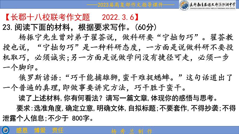 2023届高考语文复习：议论文开头 课件03