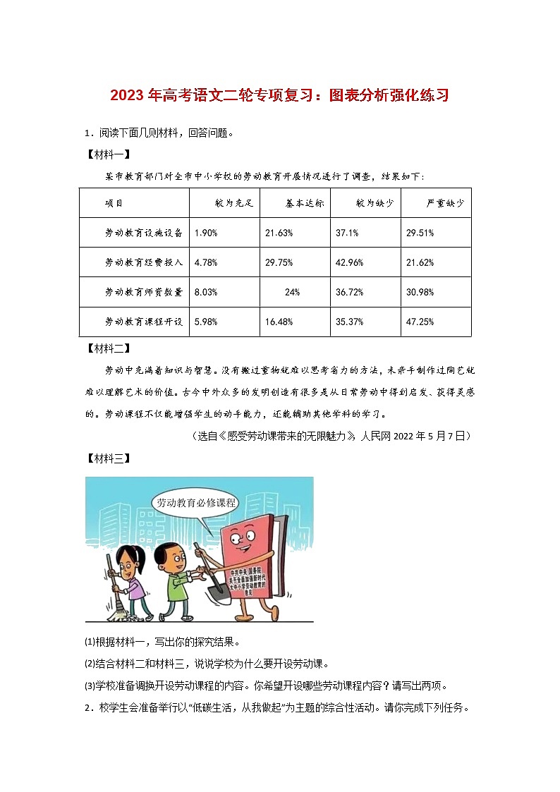 2023届高考语文二轮专项复习：图表分析+强化练习第1页