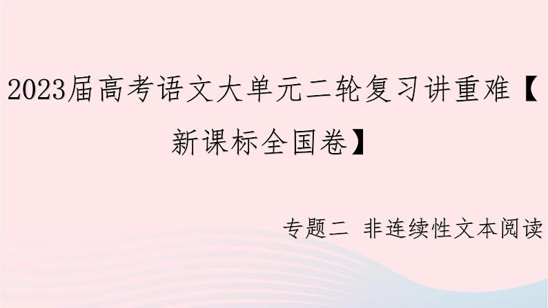 （新课标全国卷）2023届高考语文大单元二轮复习讲重难 专题二 非连续性文本阅读课件01