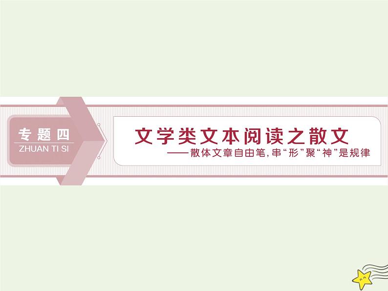 新高考语文2020高考语文大一轮复习第一部分专题四文学类文本阅读之散文1专题开启高考怎么考文本怎么读__串“形”聚“神”区文体“辨法”“问询”清主题课件 227第1页