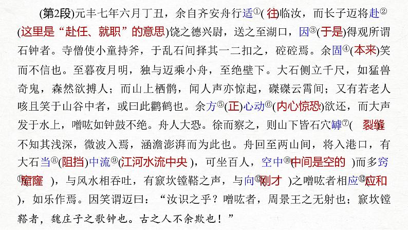 新高考语文第2部分 教材文言文点线面 选择性必修下册 Ⅰ 课文6　石钟山记课件PPT第3页