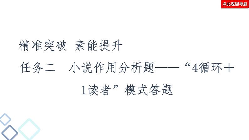 新高考语文复习任务群3 任务2　小说作用分析题——“4循环＋1读者”模式答题 课件—2021年高考语文二轮复习强化02