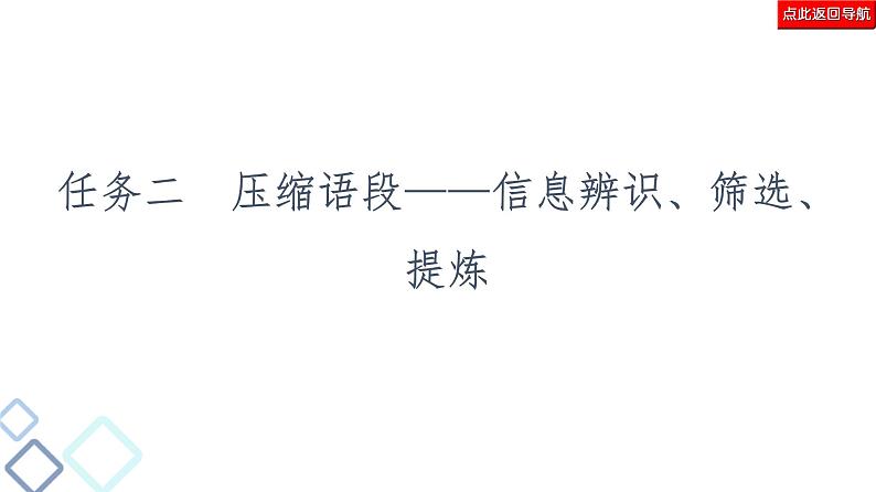 新高考语文复习任务群7 任务组2　任务2　压缩语段——信息辨识、筛选、提炼 课件—2021年高考语文二轮复习强化03