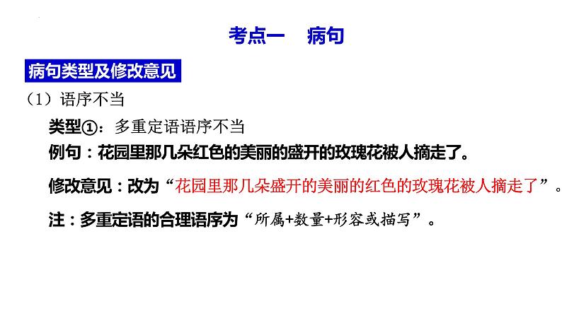 2023届高考语文二轮复习梳理-病句与标点符号 课件第2页