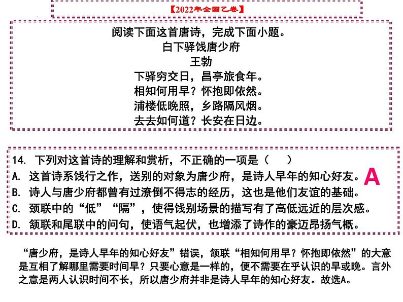 2023届高考专题复习：近八年高考诗歌鉴赏题集萃 课件第6页