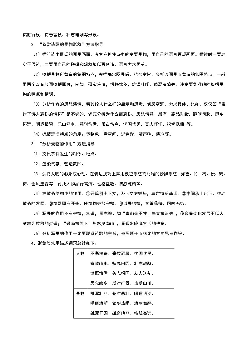 秘籍12 古代诗歌阅读之形象题冲满分-备战高考语文抢分秘籍（原卷版）第3页