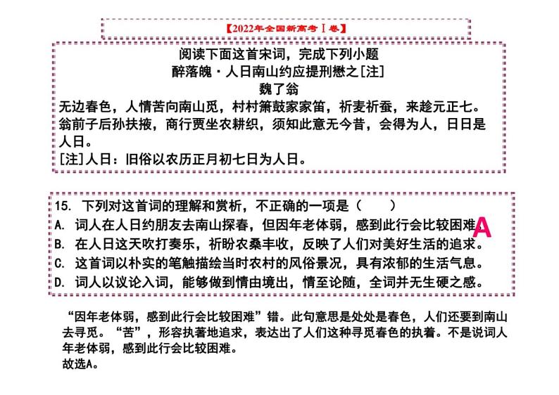 2023届高考专题复习：近八年高考诗歌鉴赏题集萃优质课件第4页