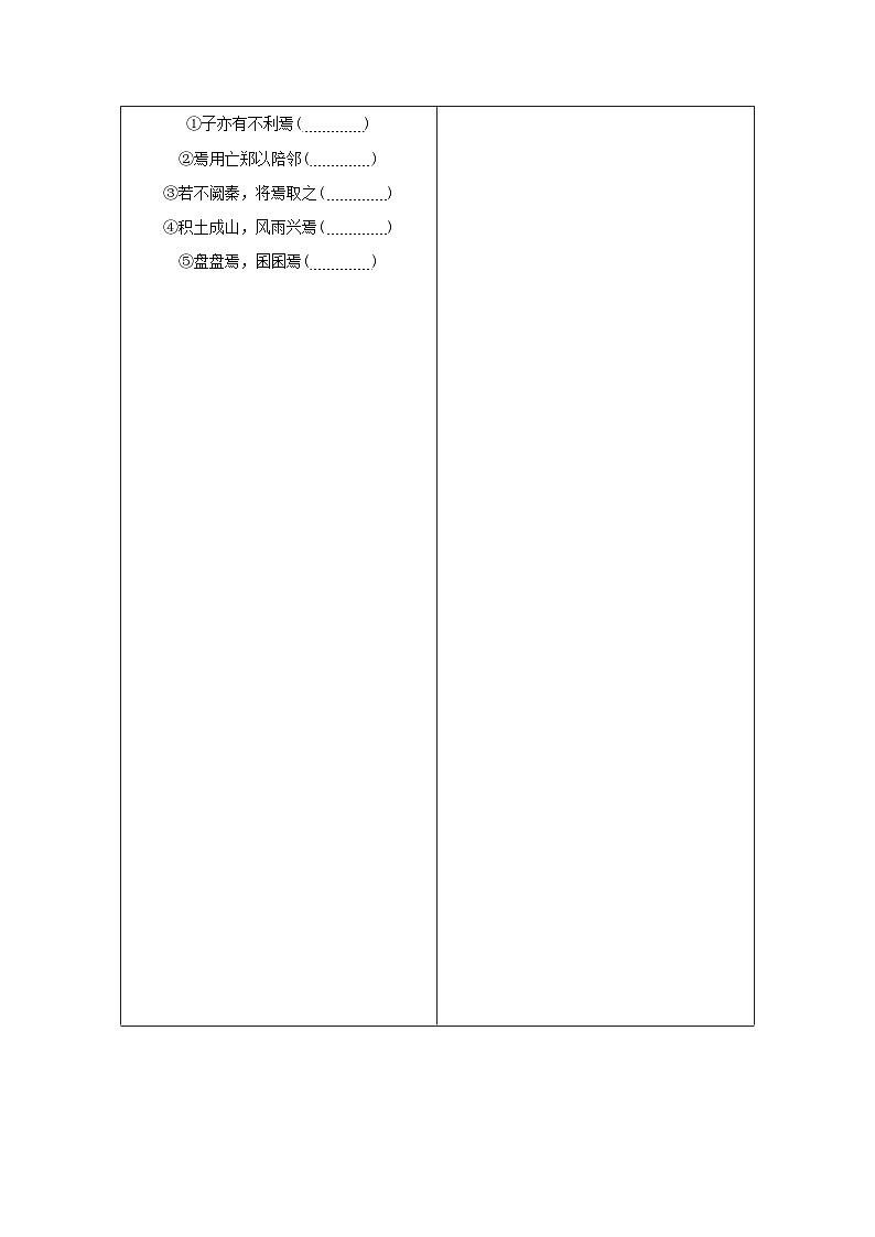 统考版2023届高考语文全程一轮复习第二部分古代诗文阅读专题三文言文阅读学案二“必备知识”落实__基础不牢地动山摇基础落实一教材文言挖空练第3页