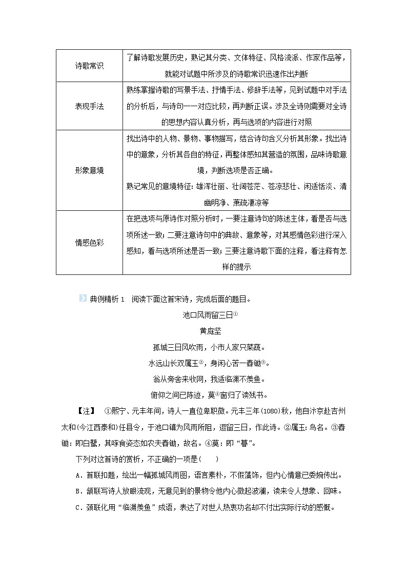 统考版2023届高考语文全程一轮复习第二部分古代诗文阅读专题四古代诗歌鉴赏学案三专题讲练__精讲精练夯实基础得高分考点一综合选择题第2页