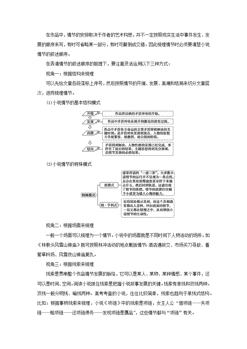 统考版2023届高考语文全程一轮复习第五部分文学类文本阅读专题八小说阅读学案二小说阅读选择题突破考点二小说情节结构三题型02