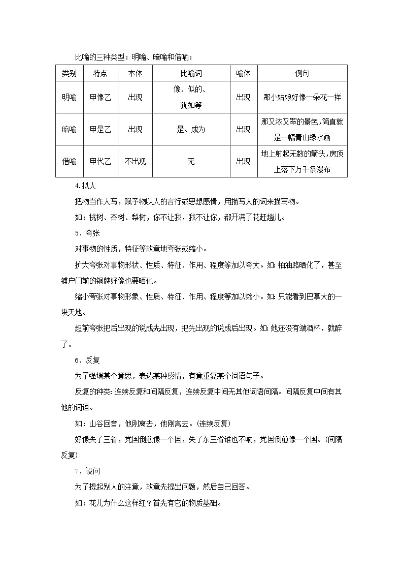 统考版2023高考语文二轮专题复习专题一语言文字运用第2讲修辞的运用与赏析教师用书第2页