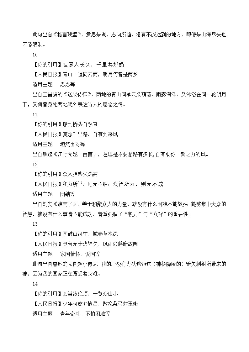晨读第37周（写作名言比对+古诗词中常用的典故+时文选粹）-2023年高考语文晨读记背积累03