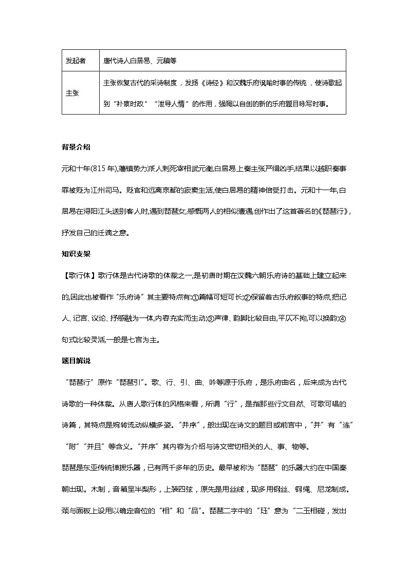 2022-2023学年部编版高中语文必修上册 《琵琶行并序》教案设计02