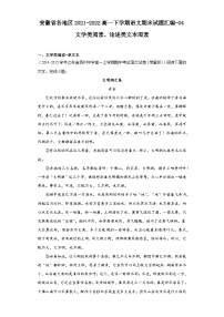 安徽省各地区2021-2022高一下学期语文期末试题汇编-04文学类阅读、论述类文本阅读