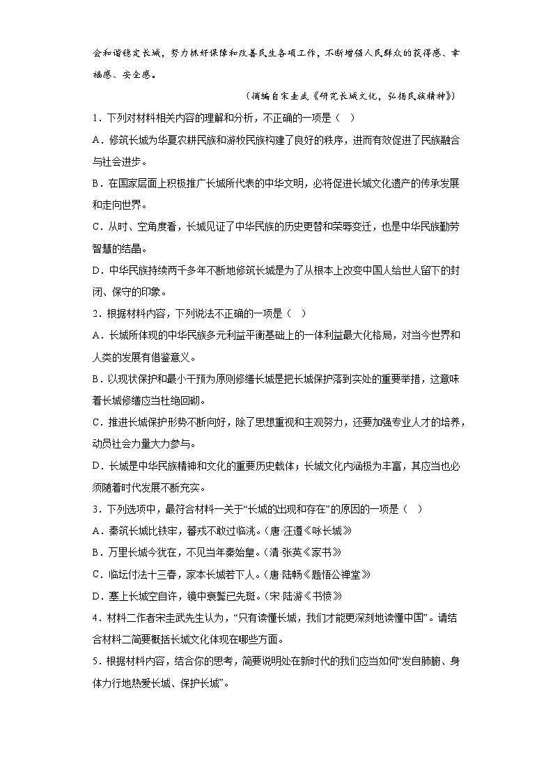 广东省雷州市三中2022-2023学年高三5月冲刺训练语文试题（含解析）03