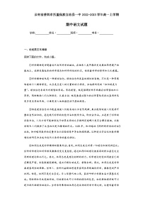 2022-2023学年云南省普洱市西盟佤族自治县一中高一上学期期中语文试题含解析