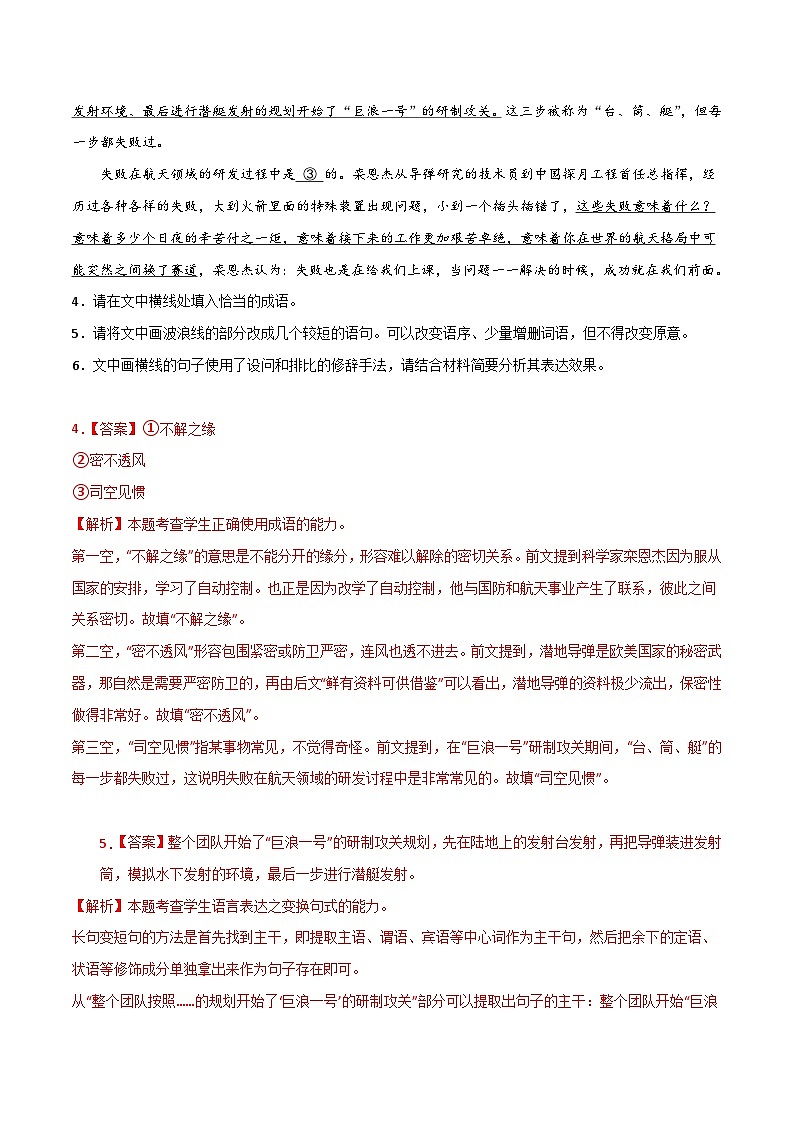专题提升卷 语言文字运用-2024年高考语文一轮复习考点通关卷（新高考通用）（解析版）第3页