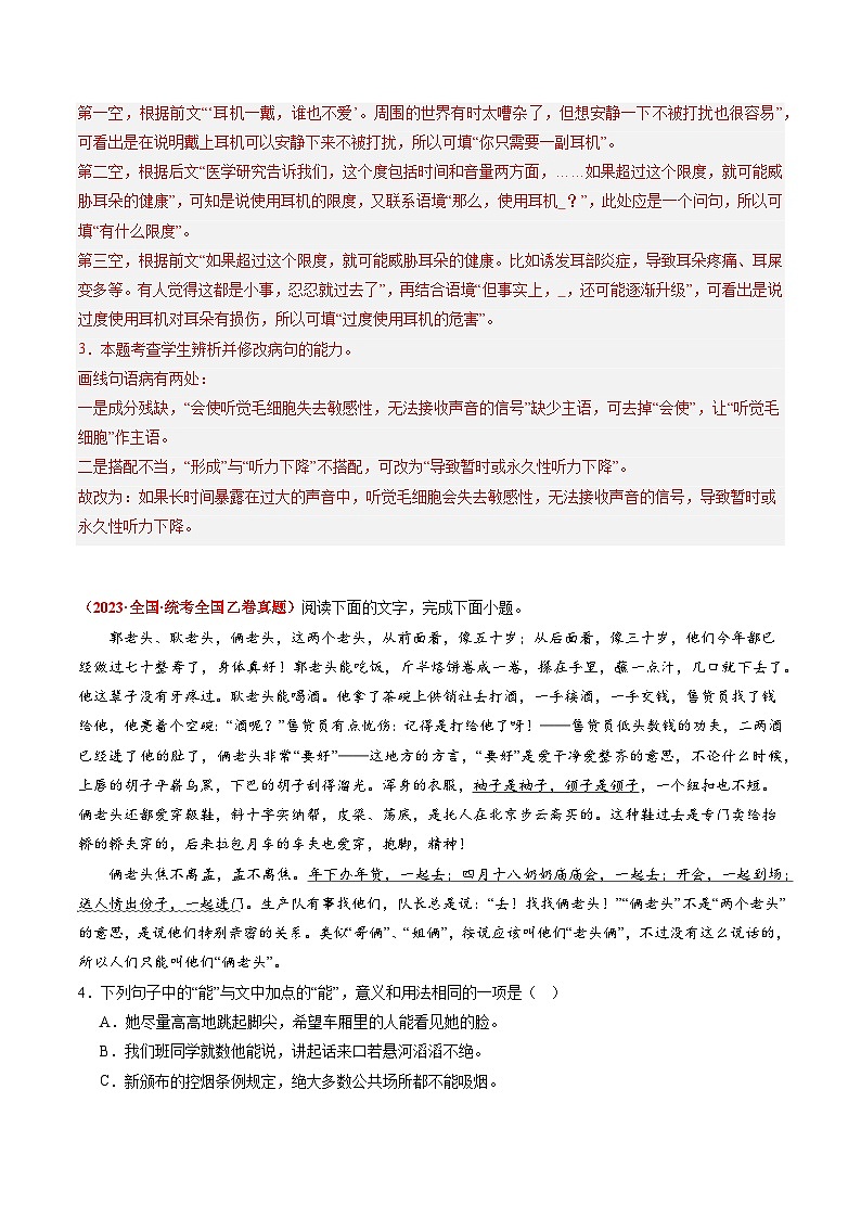 专题09 语言文字运用（综合题）-2023年高考真题和模拟题语文分项汇编（解析版）02