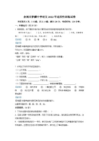 浙江省余姚市梦麟中学2022-2023学年高一上学期新生适应性训练语文试题（解析版）