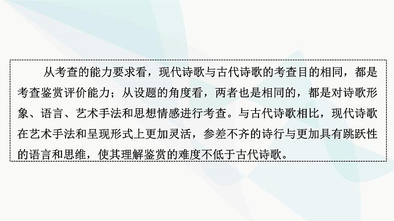 2024届高考语文一轮复习第4章现代诗歌与戏剧鉴赏3第2节鉴赏现代诗歌的语言和艺术手法课件第3页