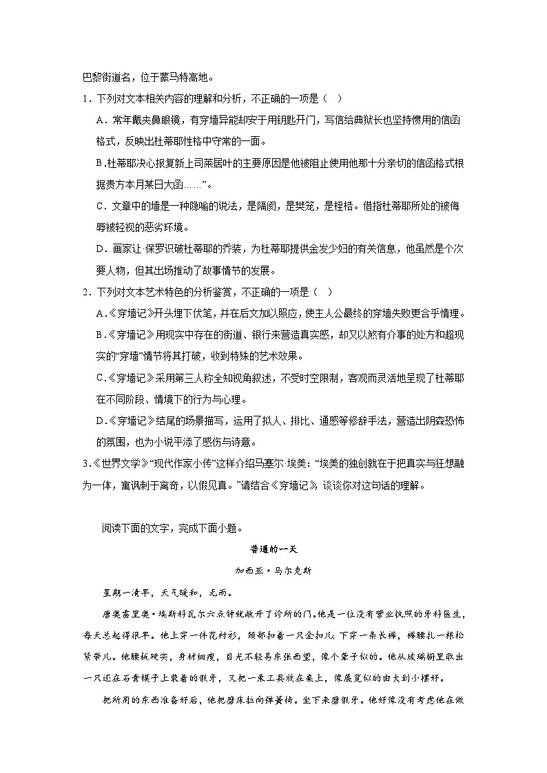 高考语文文学类阅读分类训练：外国小说第3页