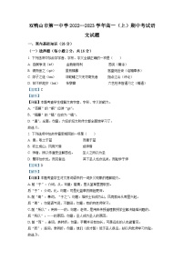 黑龙江省双鸭山市一中2022-2023学年高一上学期期中语文试题（解析版）