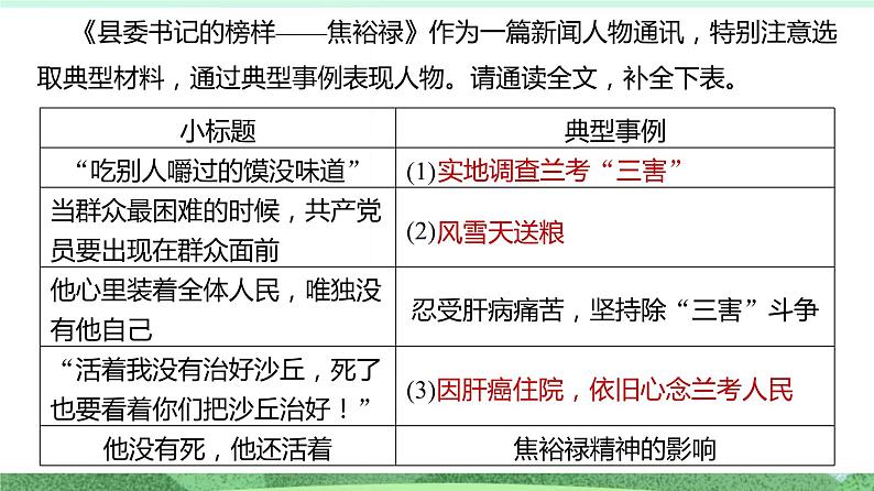 统编版高中语文选择性必修上册3.2《县委书记的榜样——焦裕禄》课件07