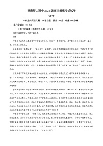 精品解析：湖南省长沙市湖南师大附中2023-2024学年新高三摸底检测语文试题（解析版）