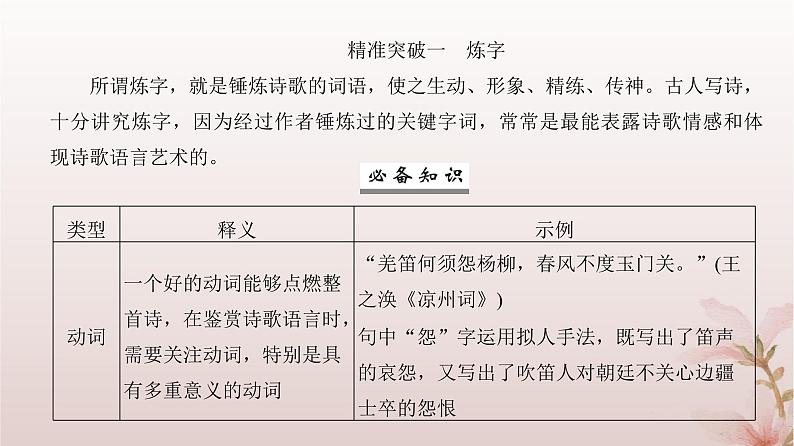 2024届高考语文一轮总复习第二部分古代诗文阅读板块二古代诗歌鉴赏专题二常考题型篇第2讲鉴赏古代诗歌语言课件第5页