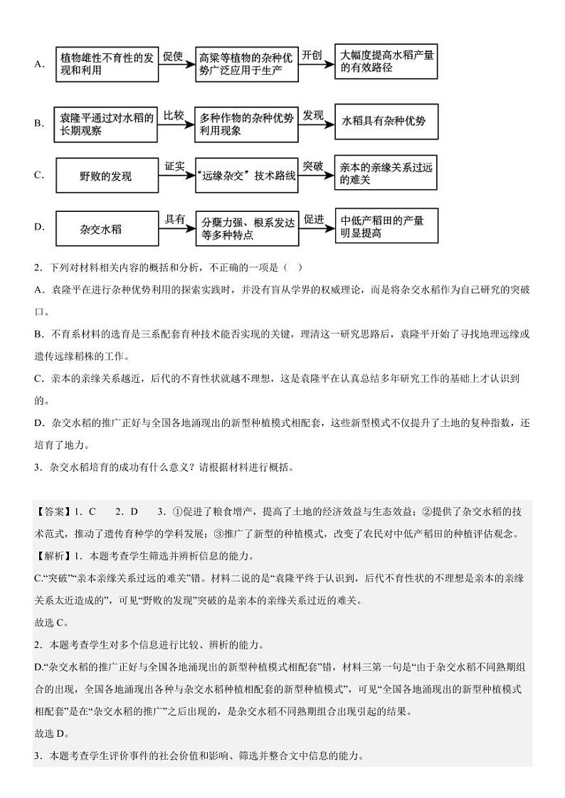 2019-2023 年高考语文分类汇编-非连续性文本阅读（含解析） 试卷02